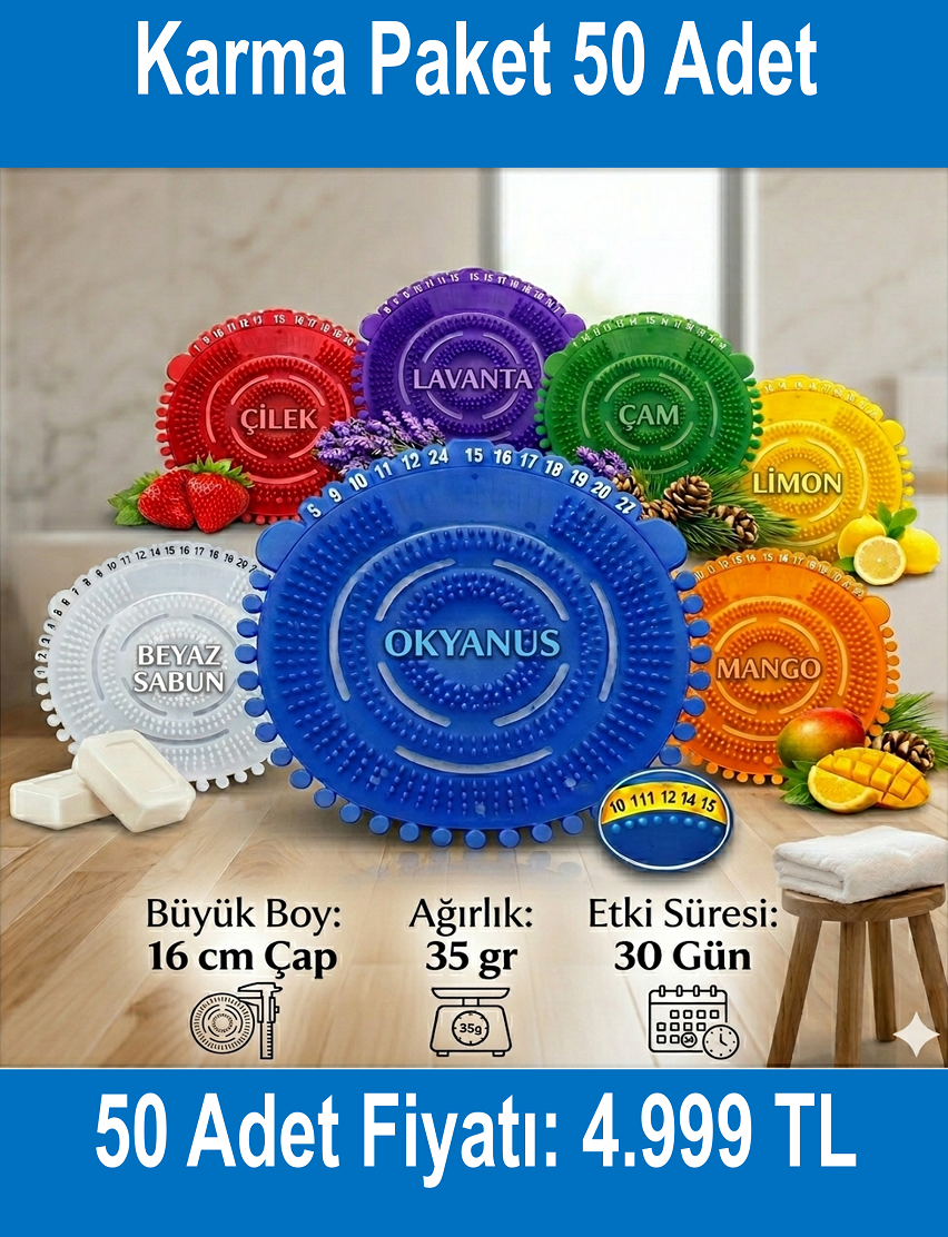 Toptan Koku Giderici Pisuvar Süzgeci - (48 + 2) 50 Adet Karma Paket 