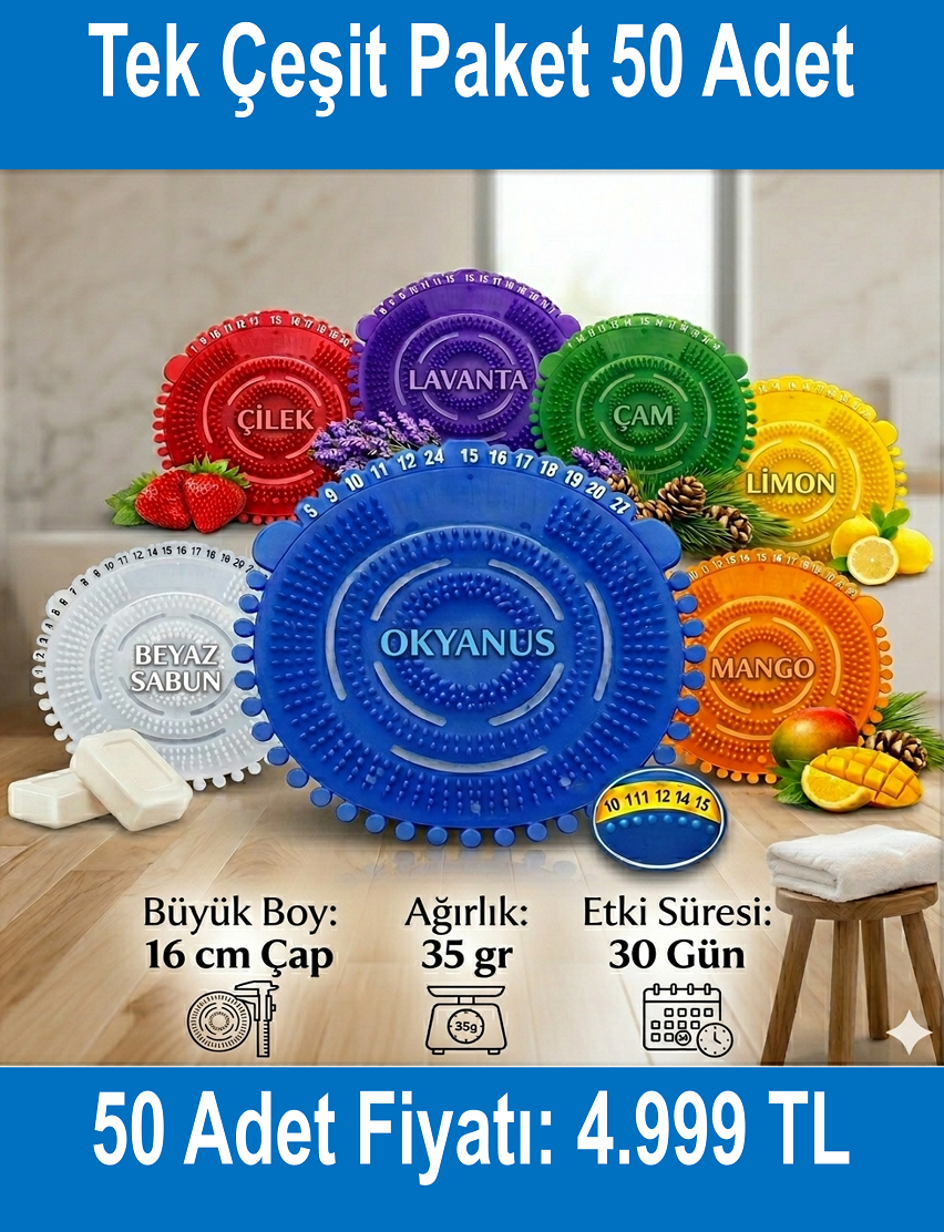 Toptan Koku Giderici Pisuvar Süzgeci - (48 + 2) 50 Adet Tek Çeşit Paket 